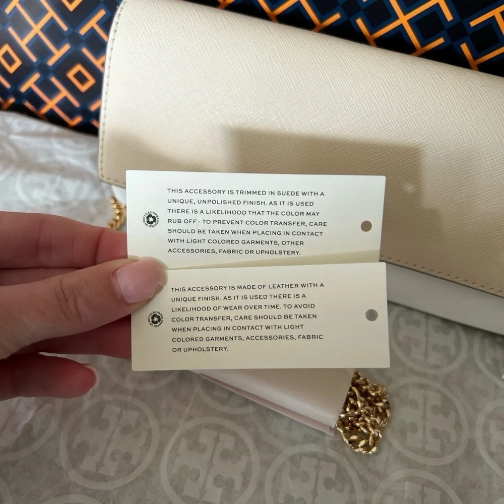 Tory Burch Emerson Colorblock Wallet on a Chain Crossbody Bag Brie Almond Flour
